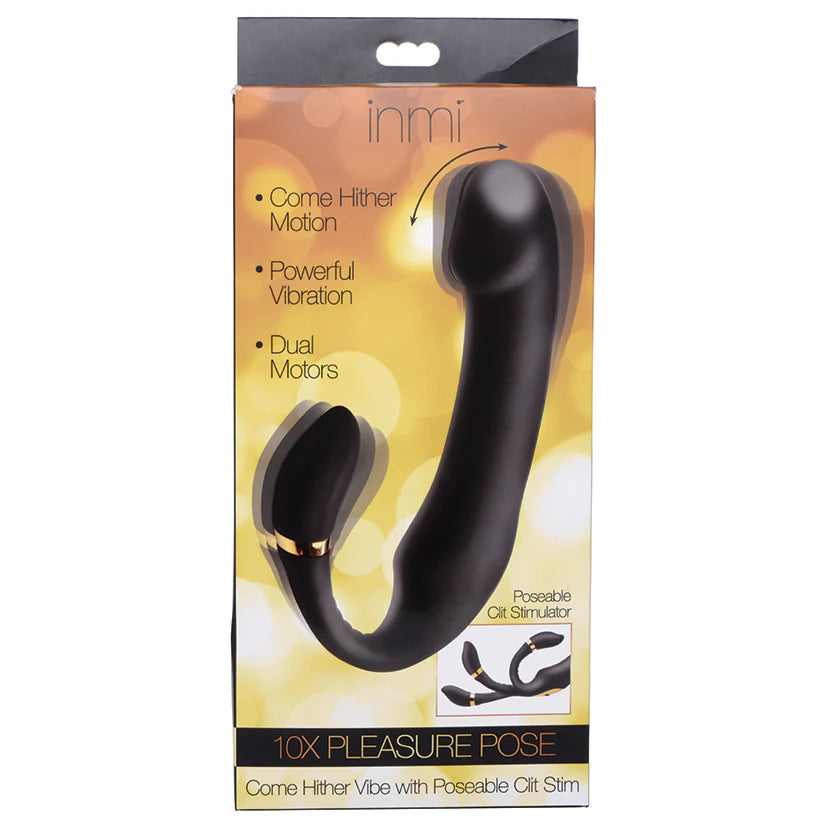 NEW - Inmi 10x Pleasure Pose Come Hither Silicone Vibrator with Poseable Clit Stim